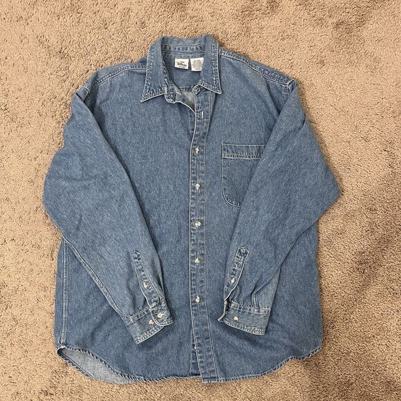 Vintage 90s Disney Store Denim Shirt Mickey Donald Goofy Fab Five L - Picture 3 of 6